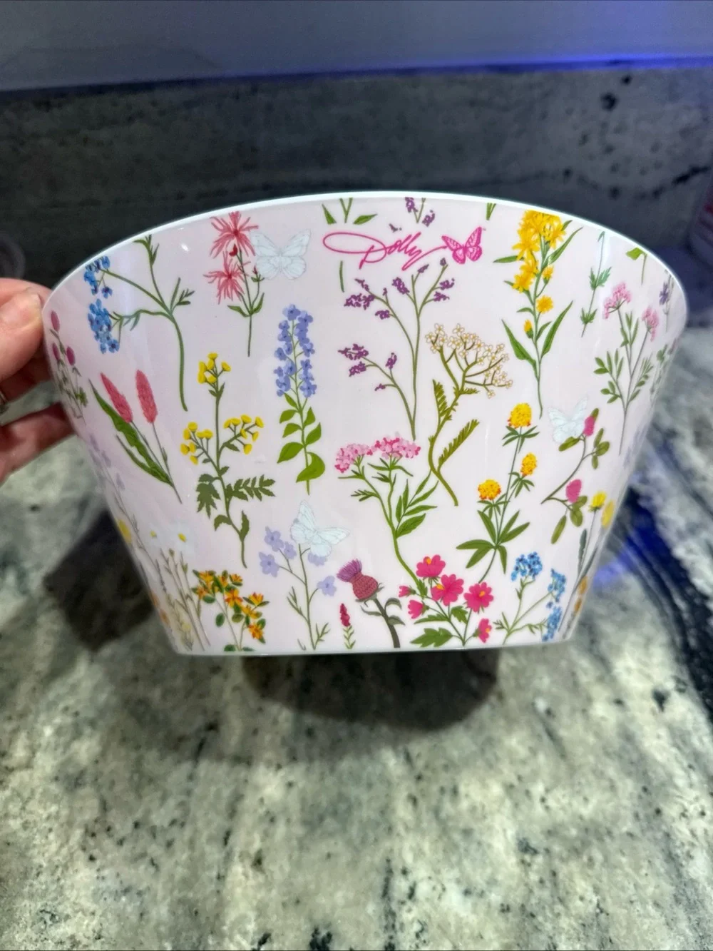 Dolly Parton 10 in serving bowl - Wildflower Print - Pink